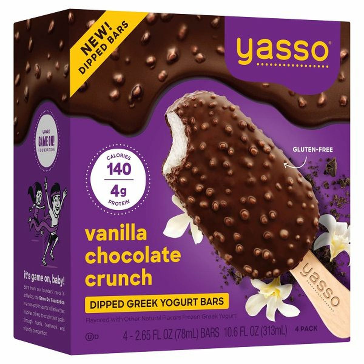 Calories in Yasso Frozen Greek Yogurt, Vanilla Chocolate Crunch Bars