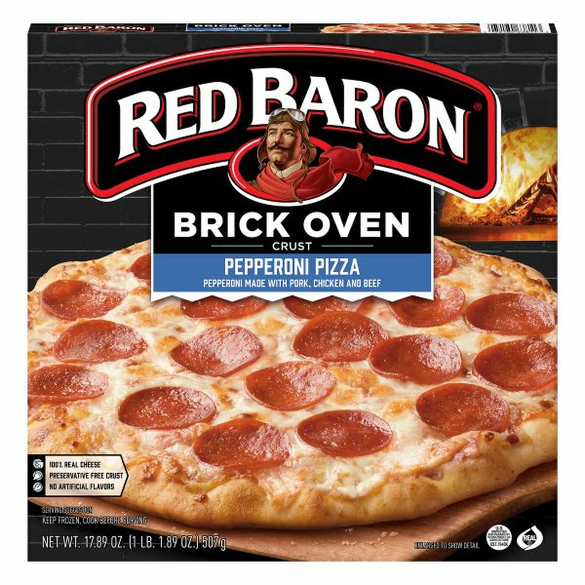 Calories in Red Baron Pizza, Pepperoni, Brick Oven Crust