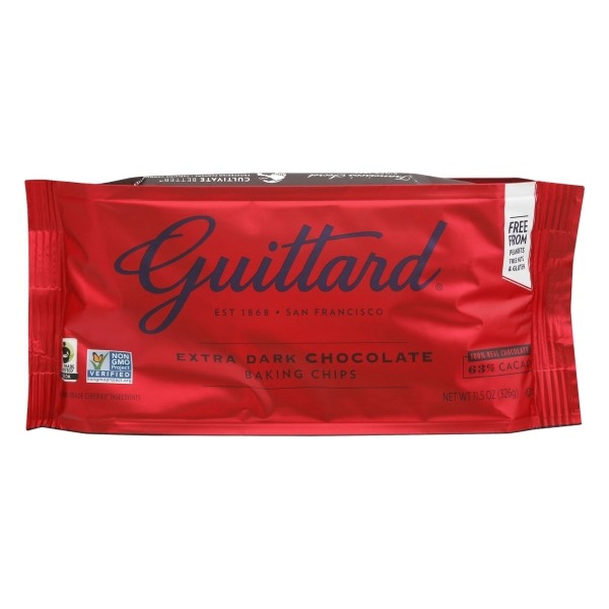 Calories in Guittard Baking Chips, Extra Dark Chocolate, 63% Cacao