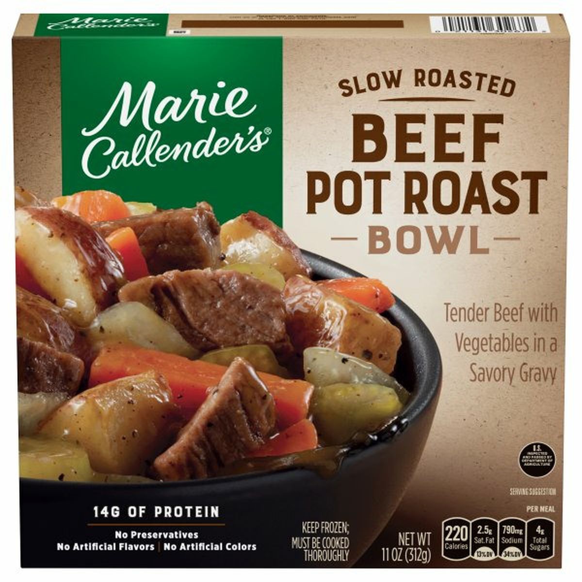 Calories in Marie Callender's Bowl, Beef Pot Roast, Slow Roasted