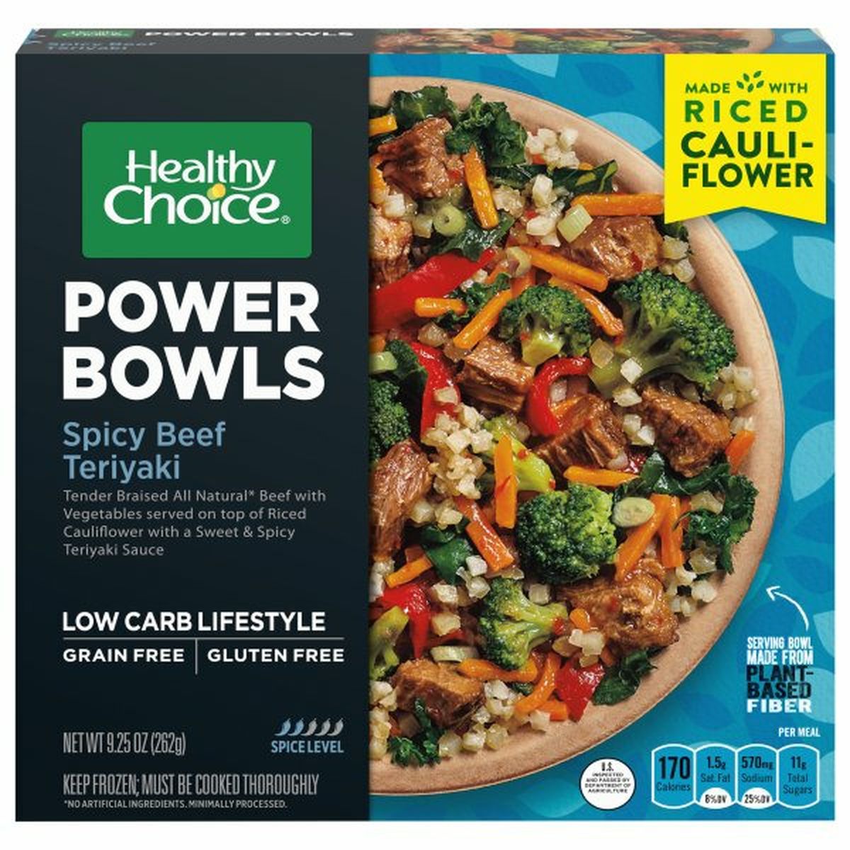 Calories in Healthy Choice Power Bowls, Spicy Beef Teriyaki