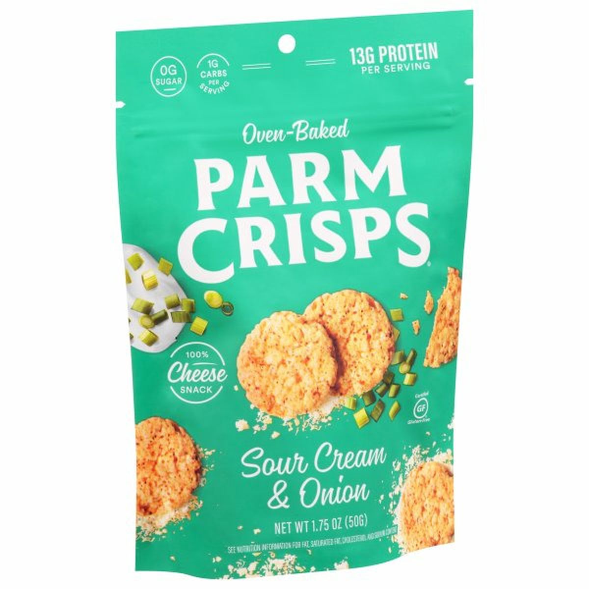 Calories in ParmCrisps Cheese Snack, Sour Cream & Onion, Oven-Baked