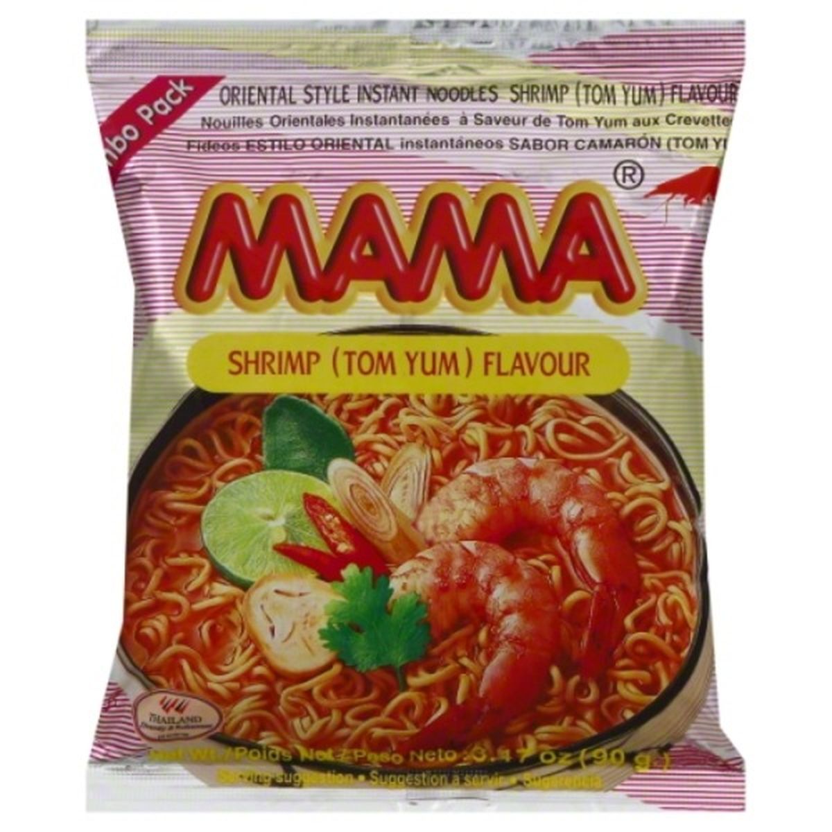 Calories in Mama Instant Noodles, Oriental Style, Shrimp (Tom Yum) Flavour, Jumbo Pack
