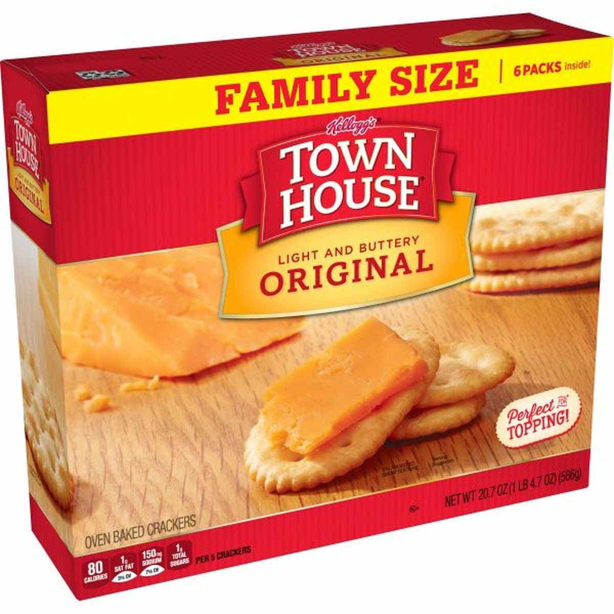 Calories in Kellogg's Town House Crackers Kellogg's Town House Crackers, Original, Family Size, Snacks with Cheese, 20.7oz