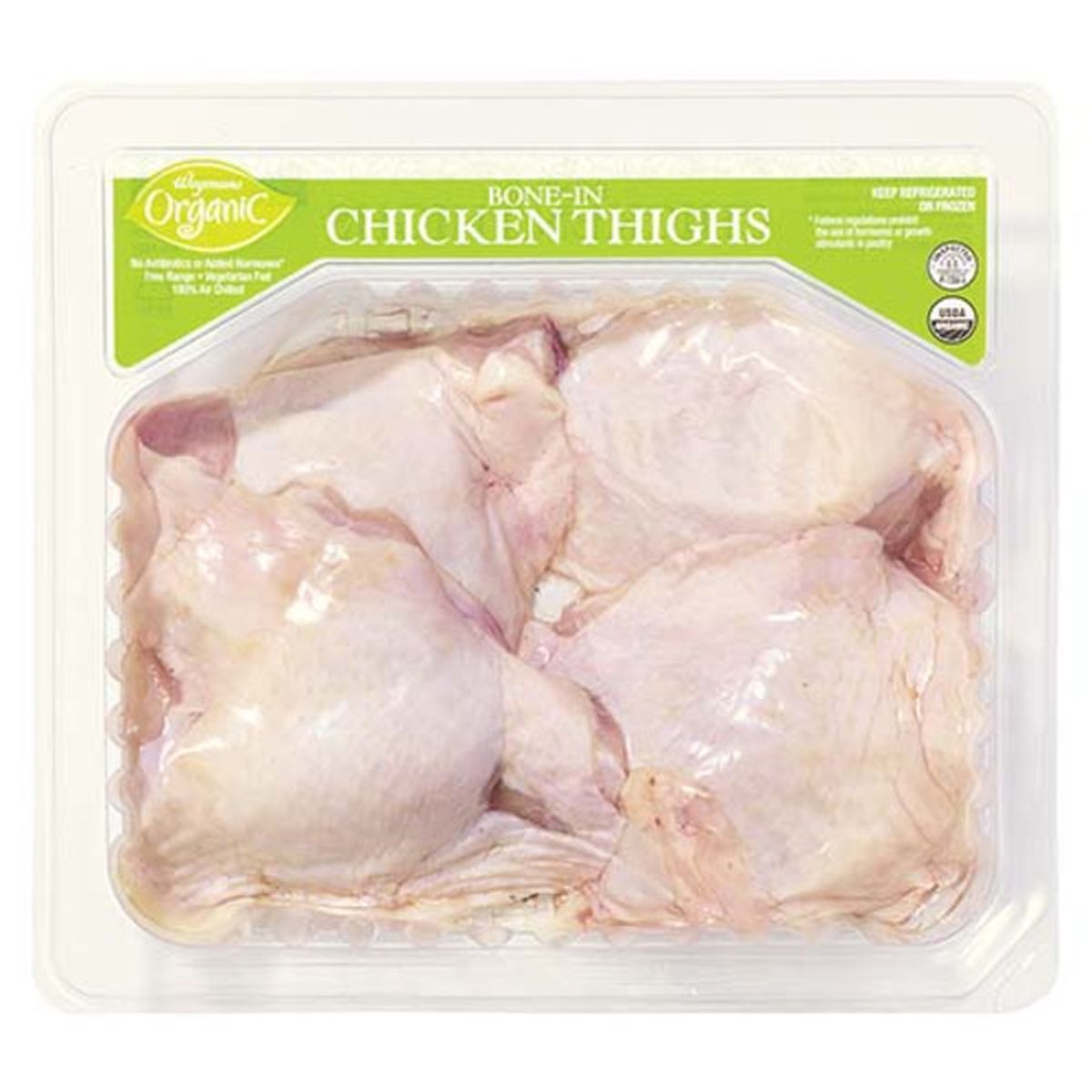 Calories in Wegmans Organic Bone-In Chicken Thighs