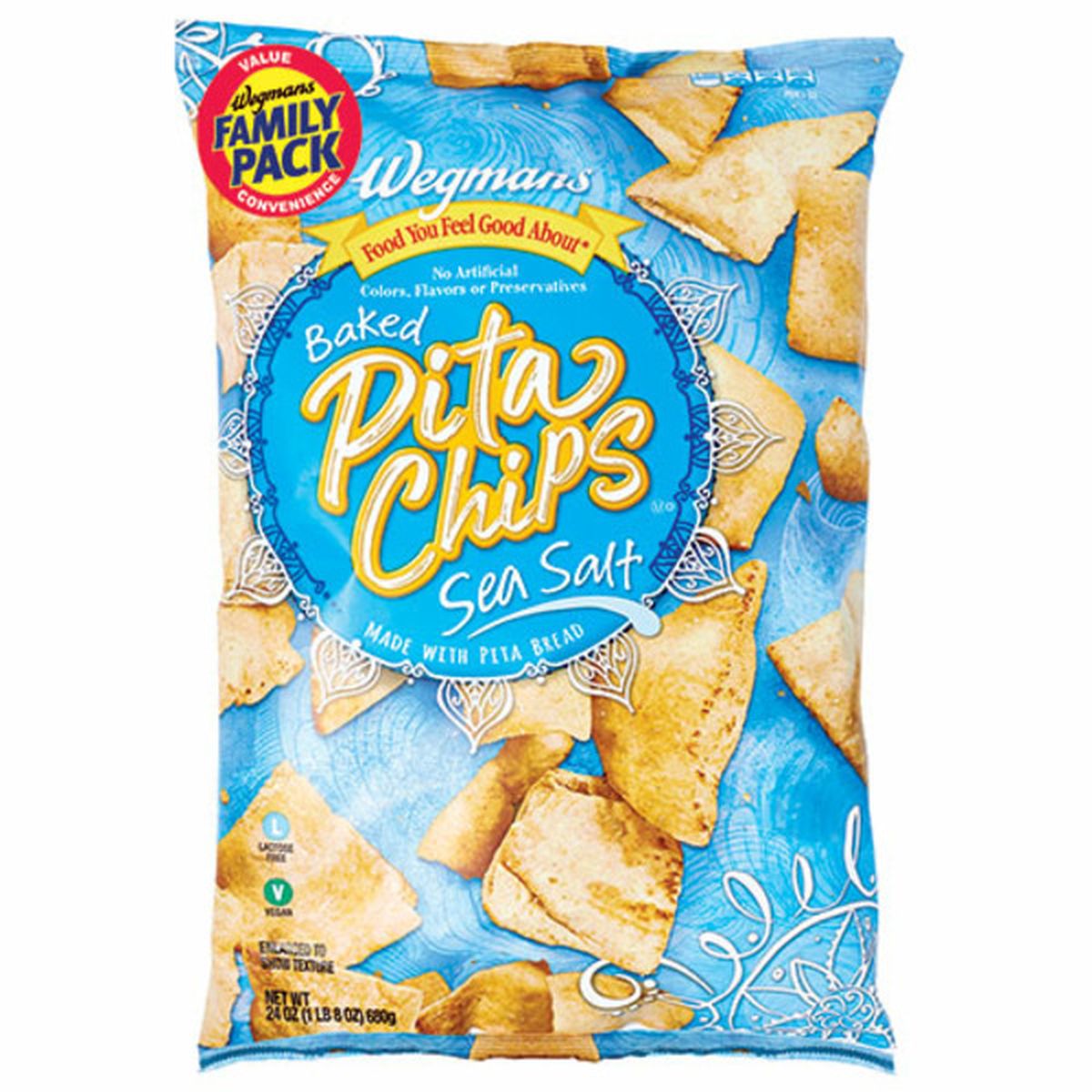 Calories in Wegmans Baked Sea Salt Pita Chips, FAMILY PACK