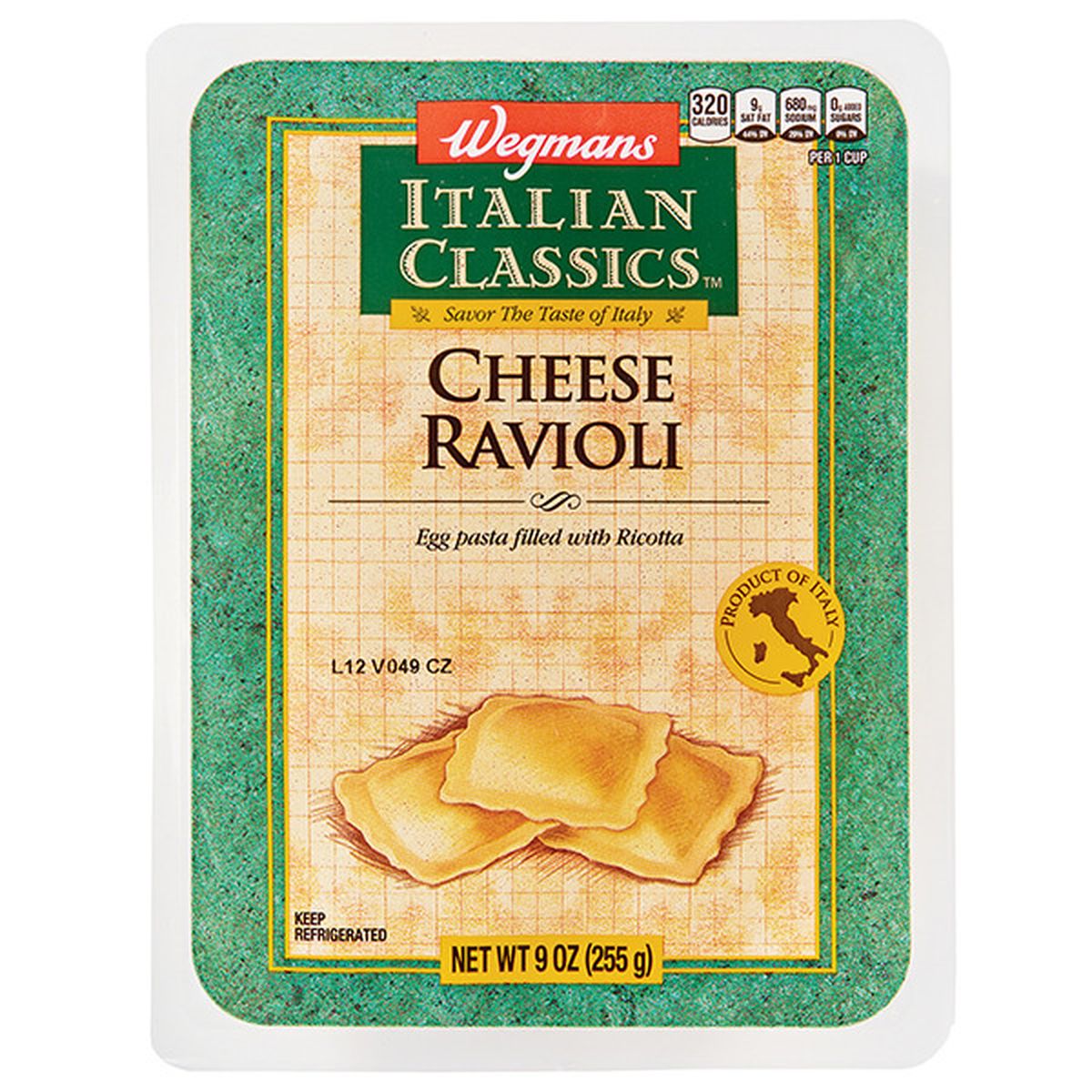 Calories in Wegmans Italian Classics Cheese Ravioli