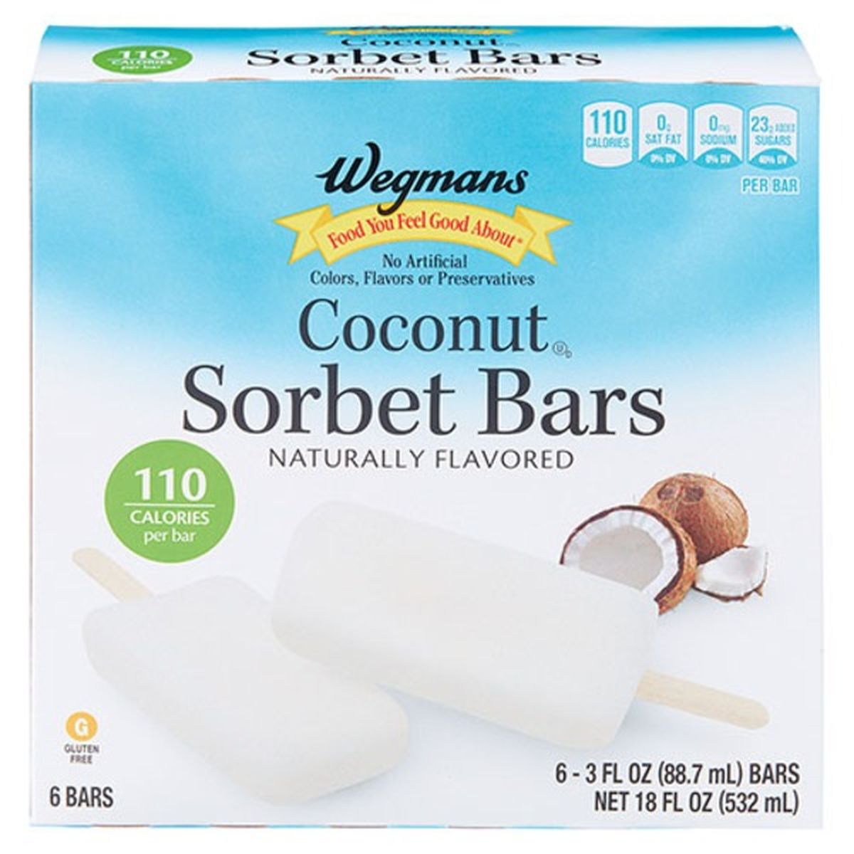 Calories in Wegmans Coconut Sorbet Bars