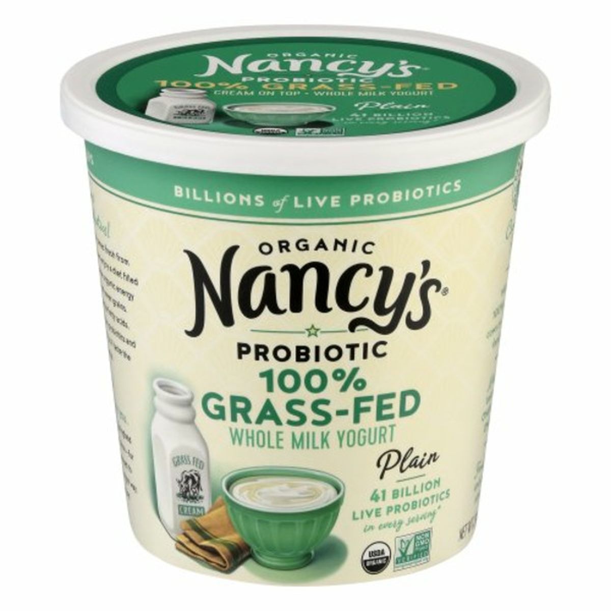 Calories in Nancy's Yogurt, Organic, Plain, Whole Milk, 100% Grass-Fed