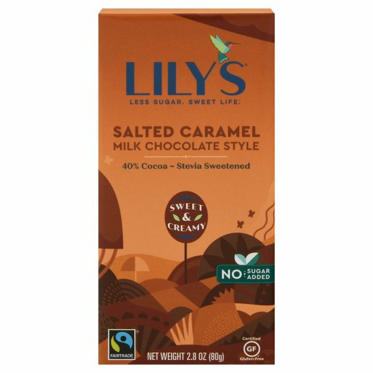 Calories in Lily's Milk Chocolate Style, Salted Caramel, 40% Cocoa