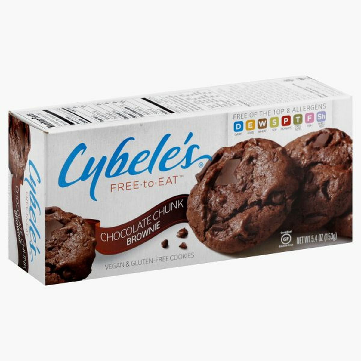 Calories in Cybele's Cookies, Vegan & Gluten Free, Chocolate Chunk Brownie