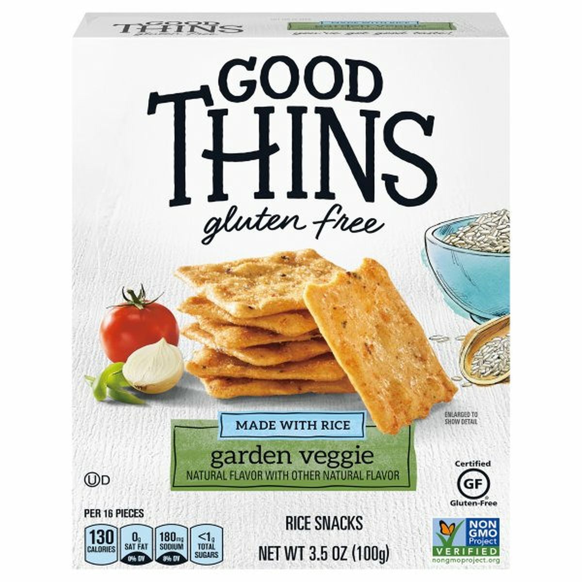 Calories in Good Thins Rice Snacks, Gluten Free, Garden Veggie