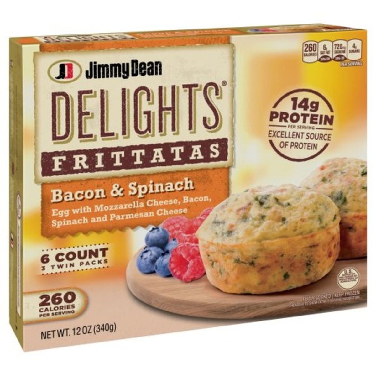 Calories in Jimmy Dean Delights Jimmy Dean Delights Bacon & Spinach Frittatas