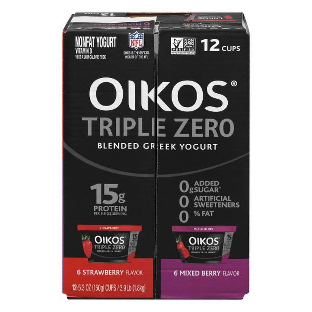 Calories in Oikos Yogurt, Nonfat, Strawberry, Mixed Berry