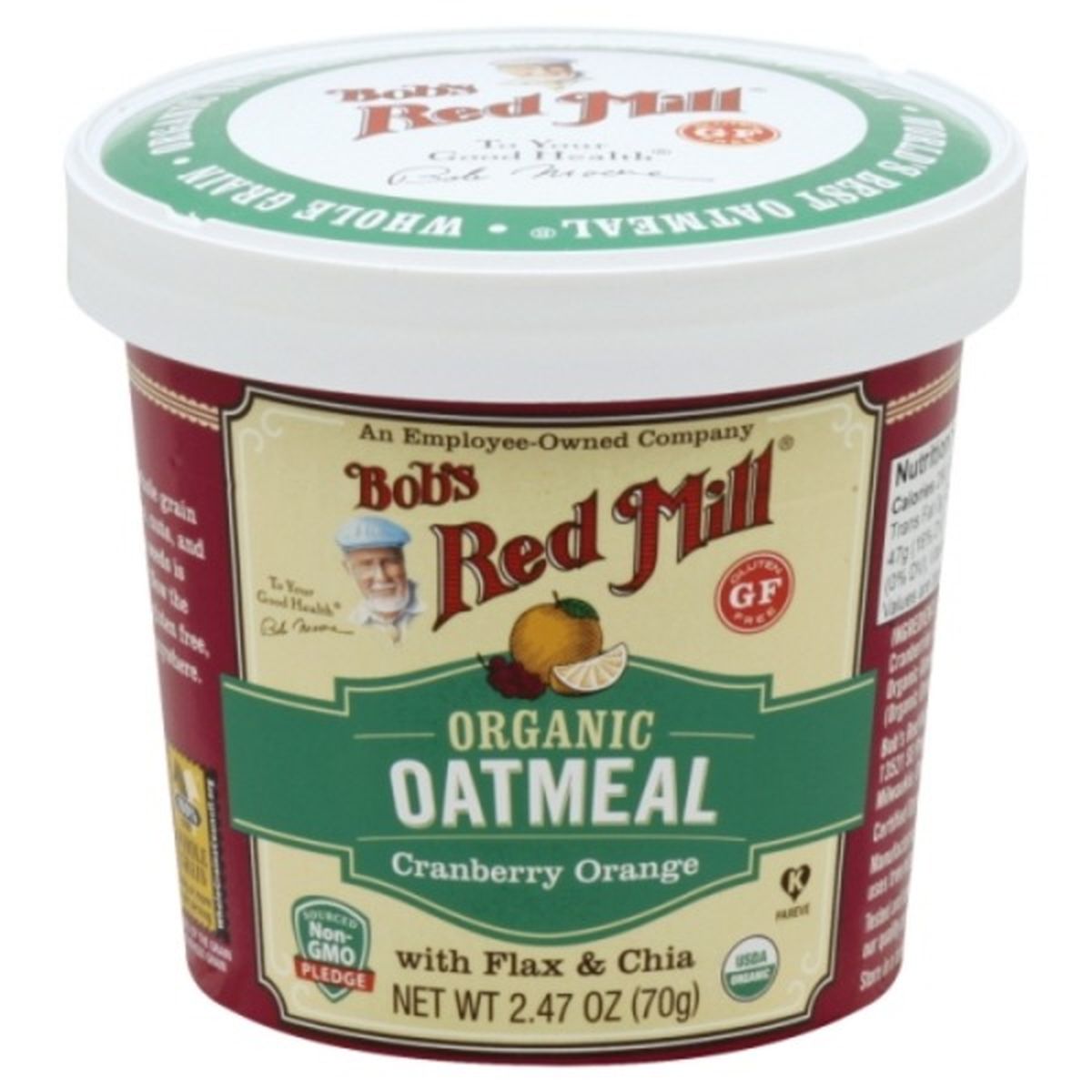 Calories in Bob's Red Mill Oatmeal, Organic, Cranberry Orange