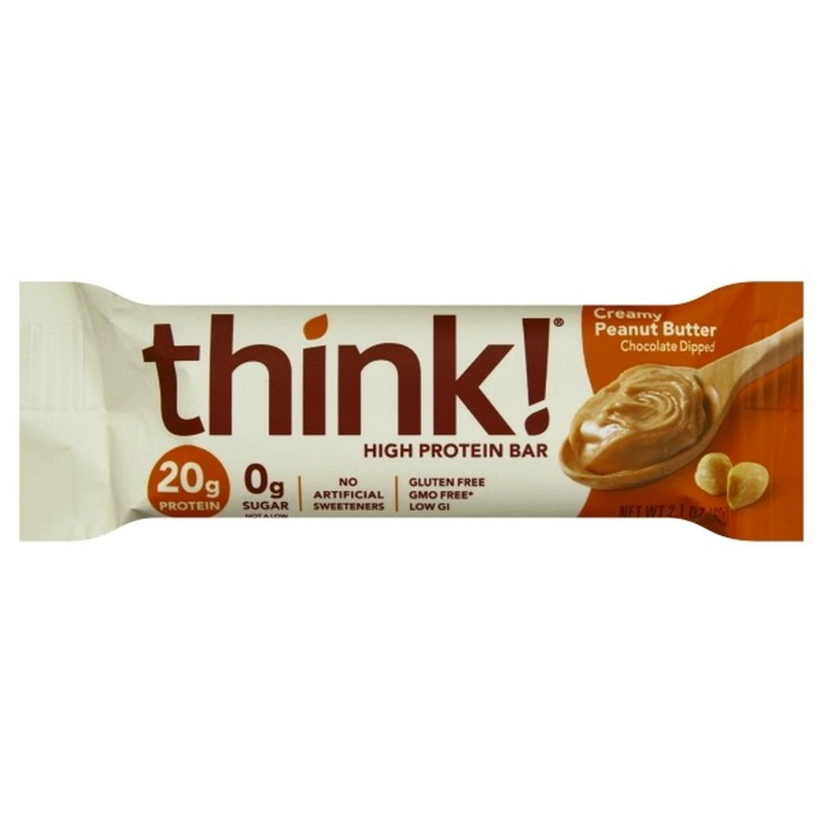 Calories in Think Thin High Protein Bar, Chocolate Dipped, Creamy Peanut Butter