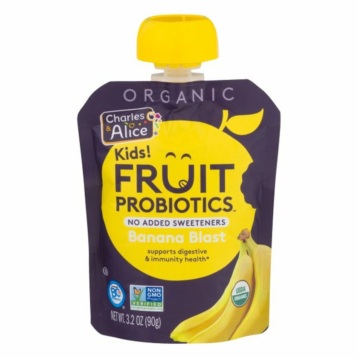 Calories in Charles & Alice Fruit Probiotics, Organic, Banana Blast, Kids