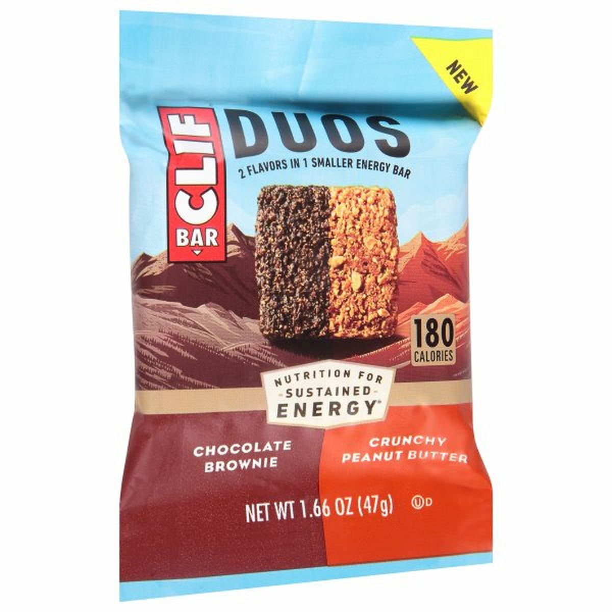 Calories in CLIF BAR Duos Energy Bar, Chocolate Brownie/Crunchy Peanut Butter