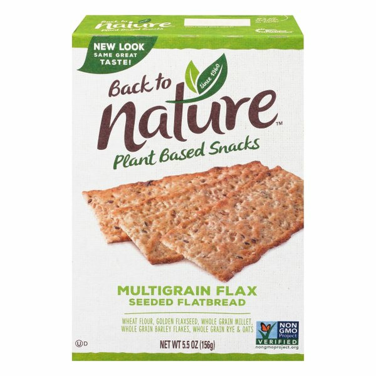 Calories in Back to Nature Flatbread, Seeded, Multigrain Flax