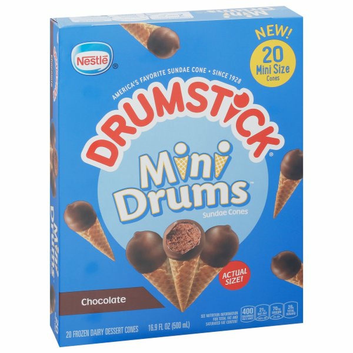 Calories in Drumstick Mini Drums Sundae Cones, Chocolate