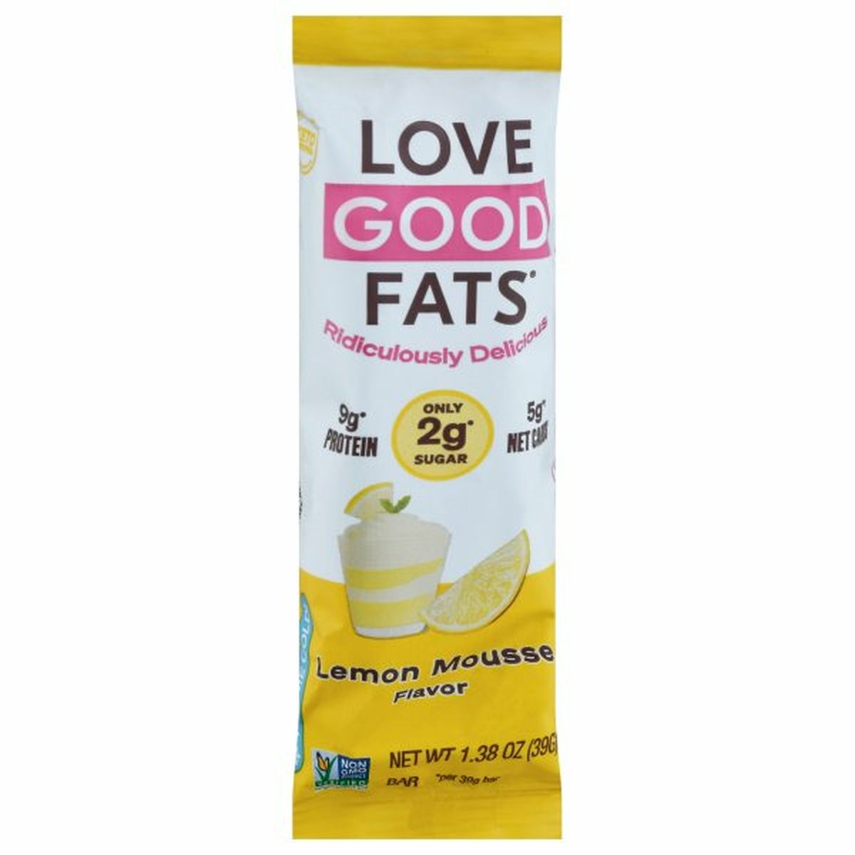 Calories in Love Good Fats Bar, Lemon Mousse