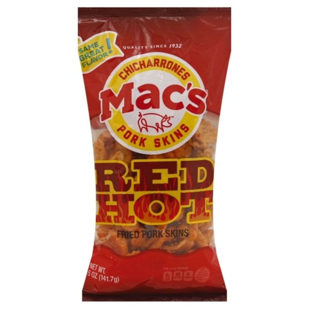 Calories in Macs Pork Skins, Fried, Red Hot