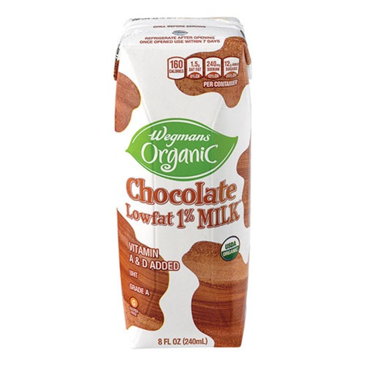 Calories in Wegmans Organic Chocolate Lowfat 1% Milk
