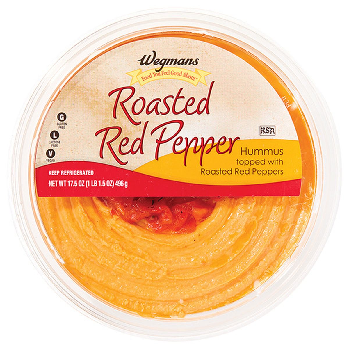 Calories in Wegmans Roasted Red Pepper Hummus Topped with Roasted Red Peppers, FAMILY PACK