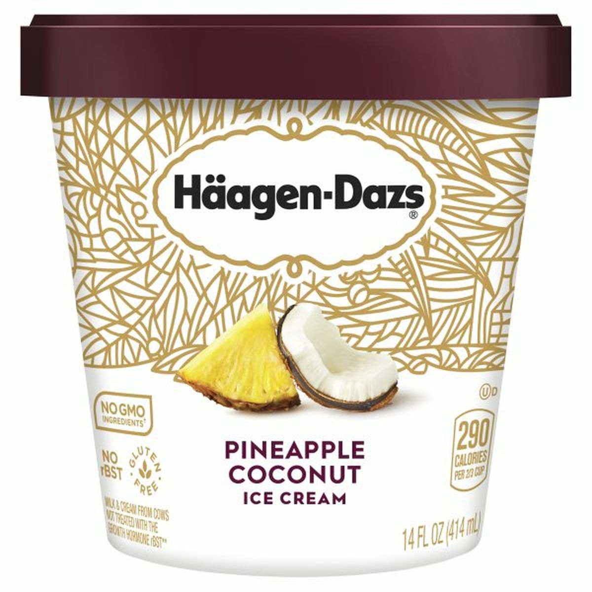 Calories in Haagen-Dazs Ice Cream, Pineapple Coconut