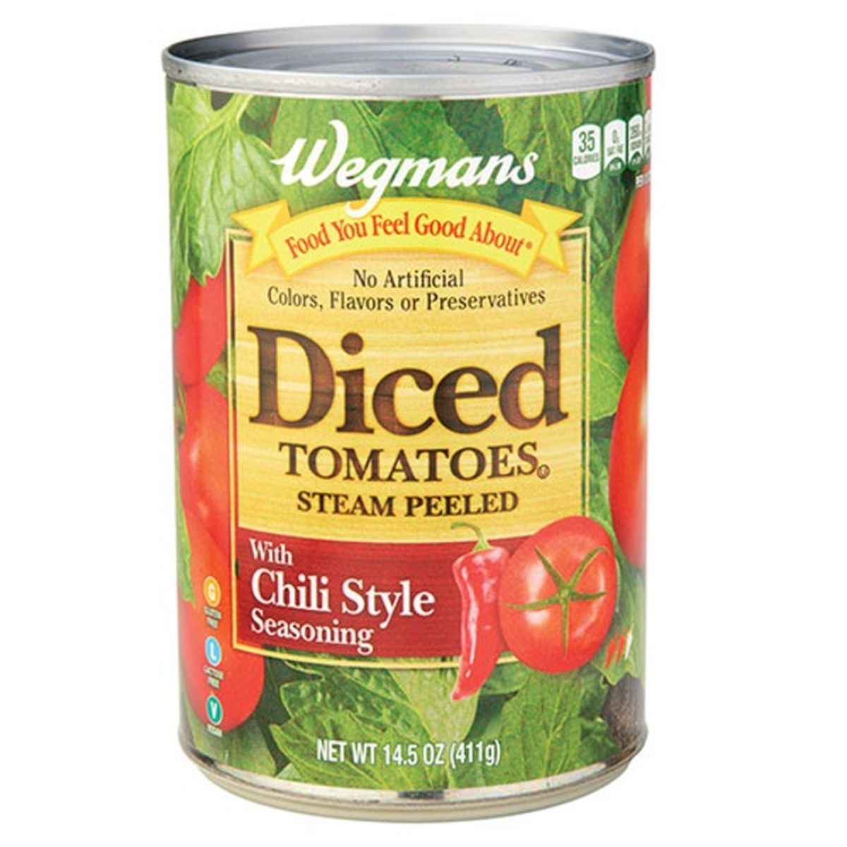 Calories in Wegmans Diced Tomatoes with Chili Style Seasoning