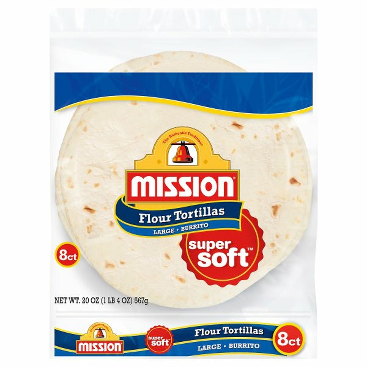 Calories in Mission Super Soft Flour Tortillas, Large, Burrito