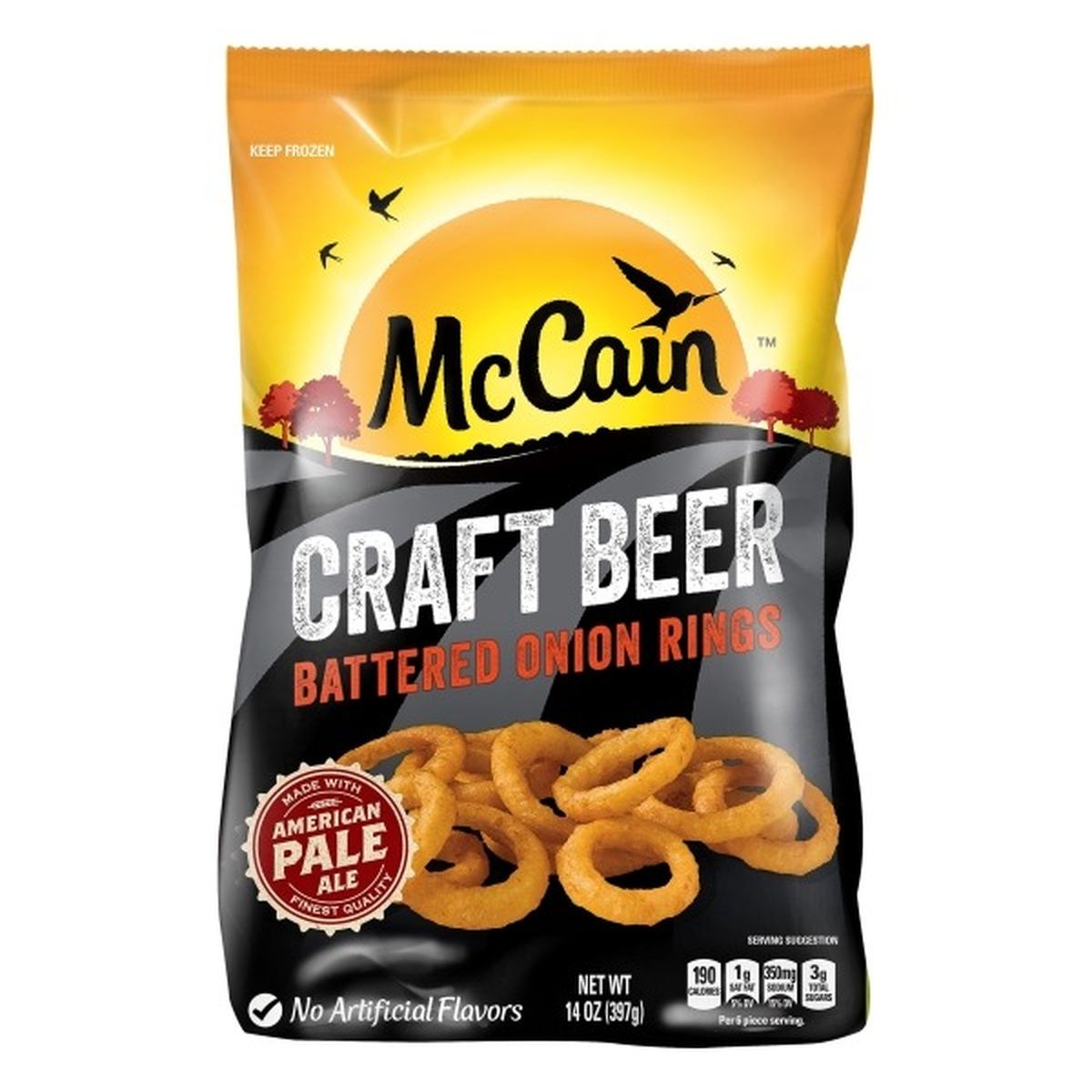 Calories in McCain Onion Rings, Craft Beer, Battered