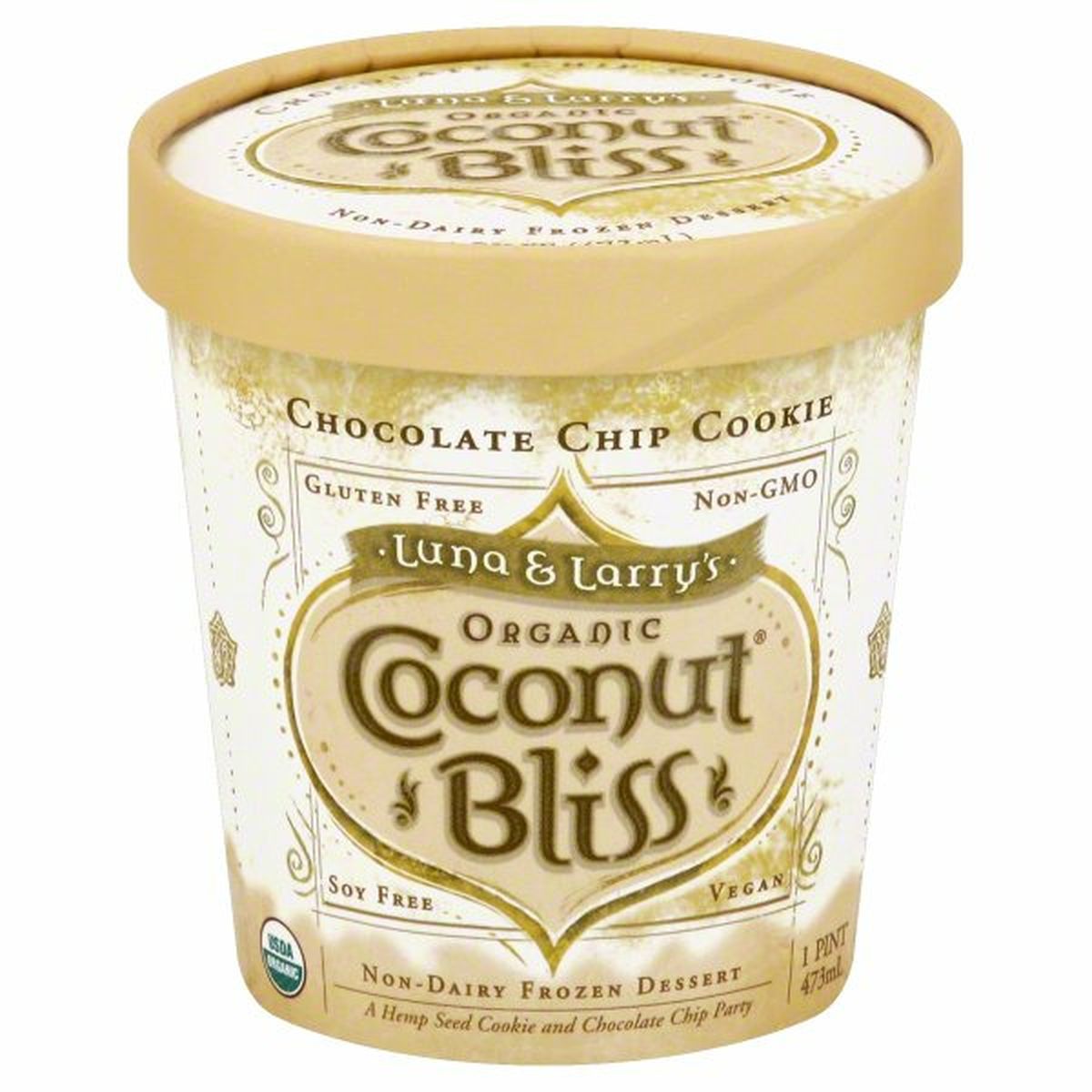 Calories in Coconut Bliss Coconut Bliss Frozen Dessert, Non-Dairy, Organic, Chocolate Chip Cookie