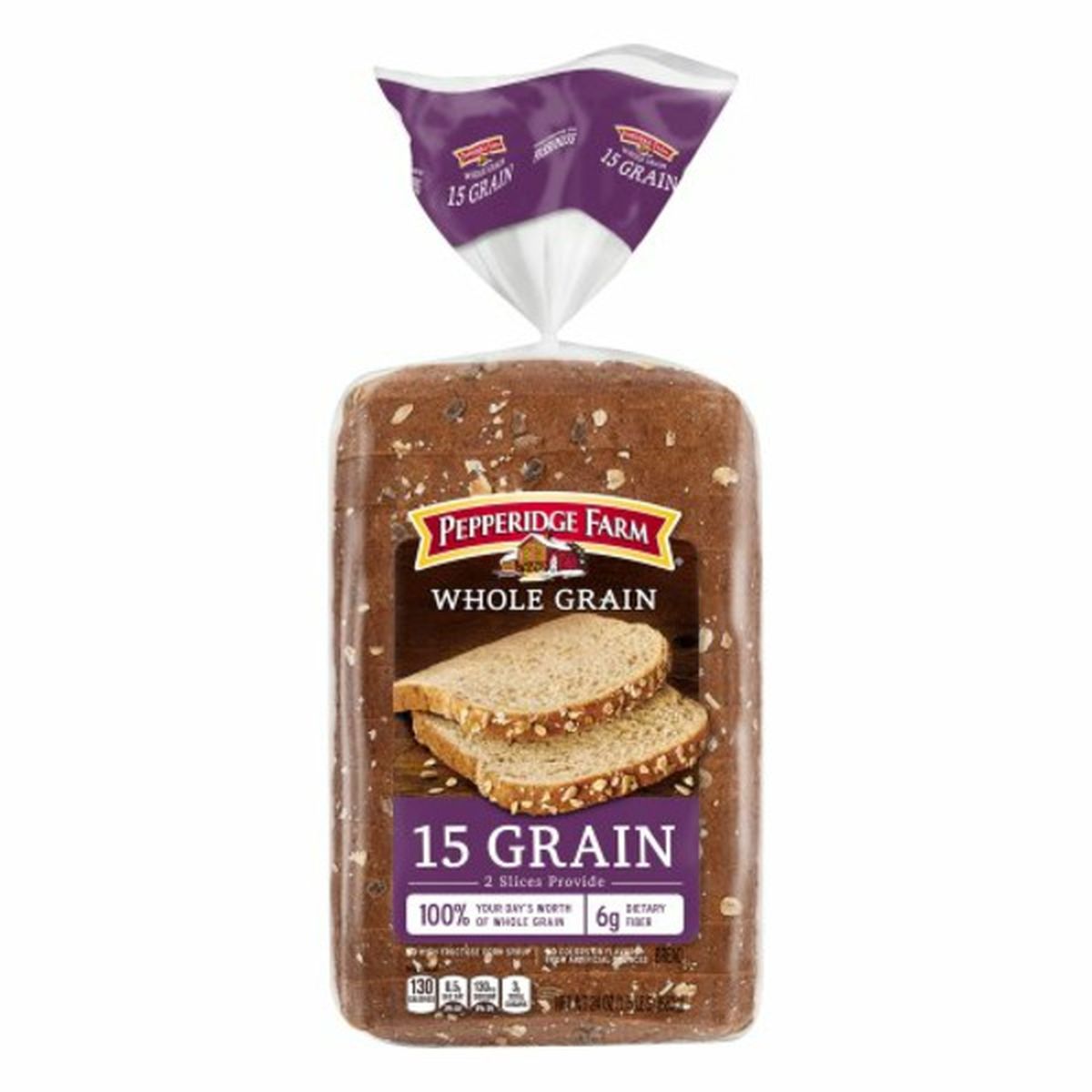 Calories in Pepperidge Farms  Whole Grain Whole Grain Pepperidge Farms Whole Grain 15 Grain Bread, 24 oz. Bag