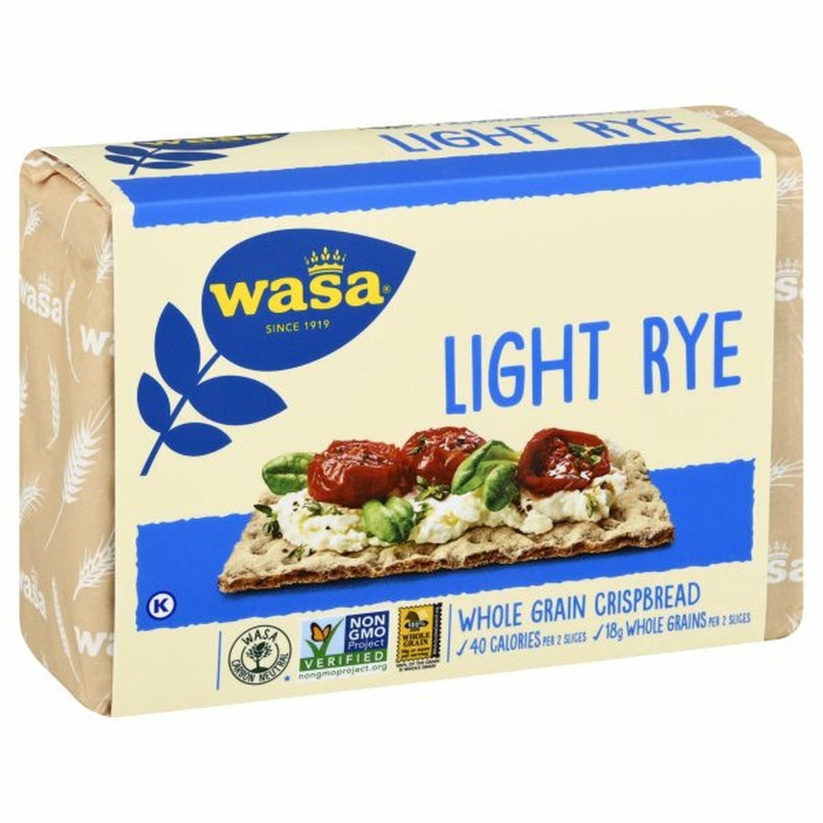 Calories in Wasa Crispbread, Whole Grain, Light Rye