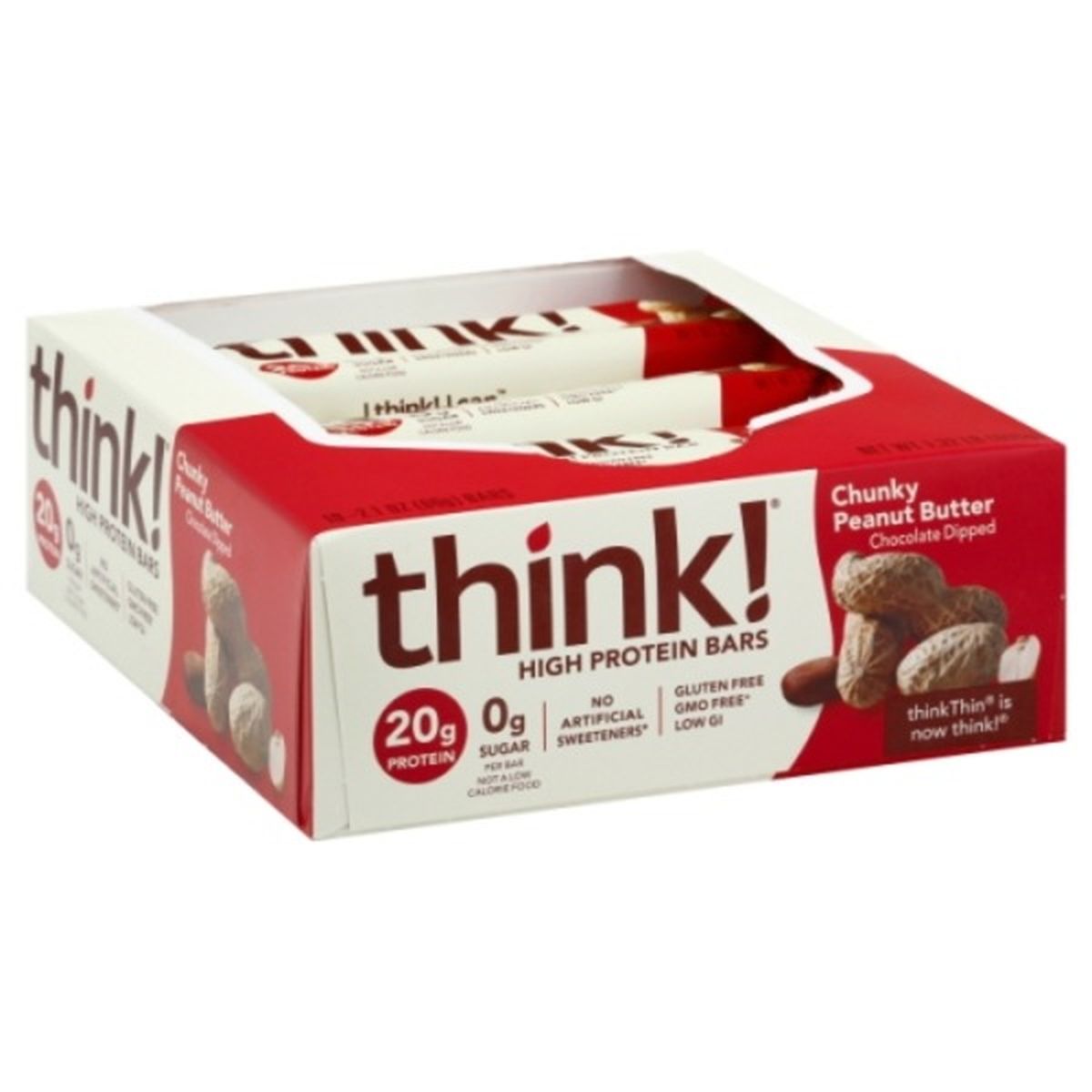 Calories in Think Thin High Protein Bars, Chunky Peanut Butter, Chocolate Dipped
