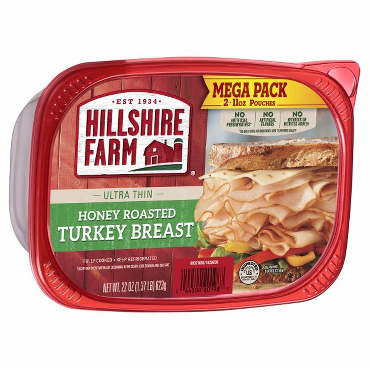 Calories in Hillshire Farm Ultra Thin Sliced Deli Lunch Meat, Honey Roasted Turkey Breast, 22 oz