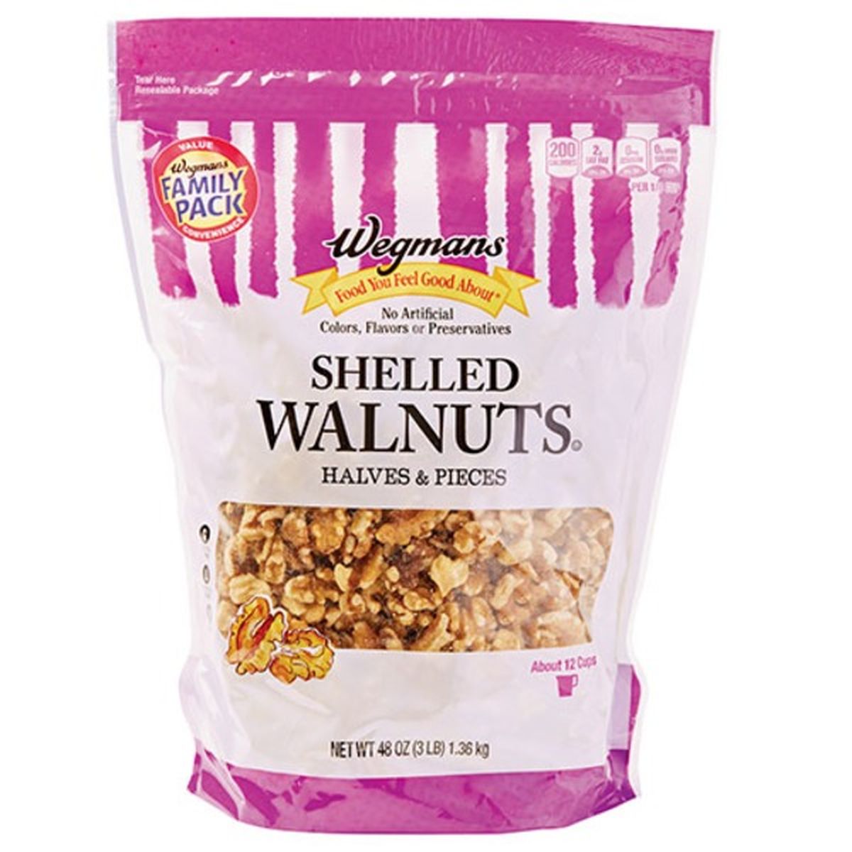 Calories in Wegmans Shelled Walnuts Halves & Pieces, FAMILY PACK