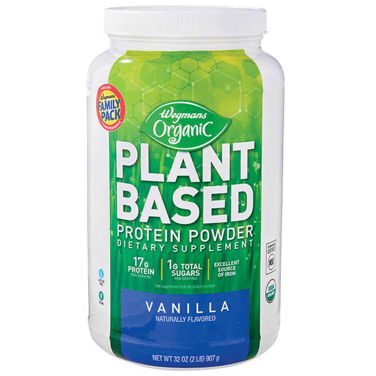 Calories in Wegmans Organic Plant Based Vanilla Protein Powder, FAMILY PACK