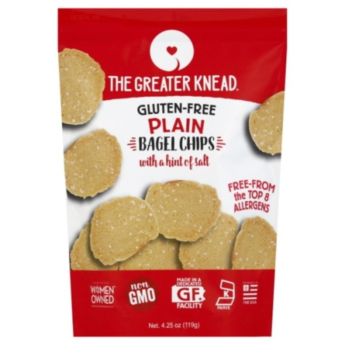 Calories in The Greater Knead Bagel Chips, Gluten-Free, Plain