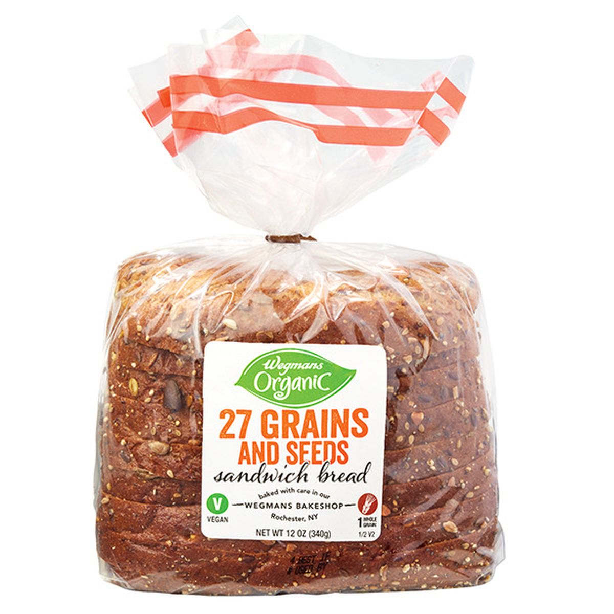 Calories in Wegmans Organic 27 Grains and Seeds Sandwich Bread, Half Loaf