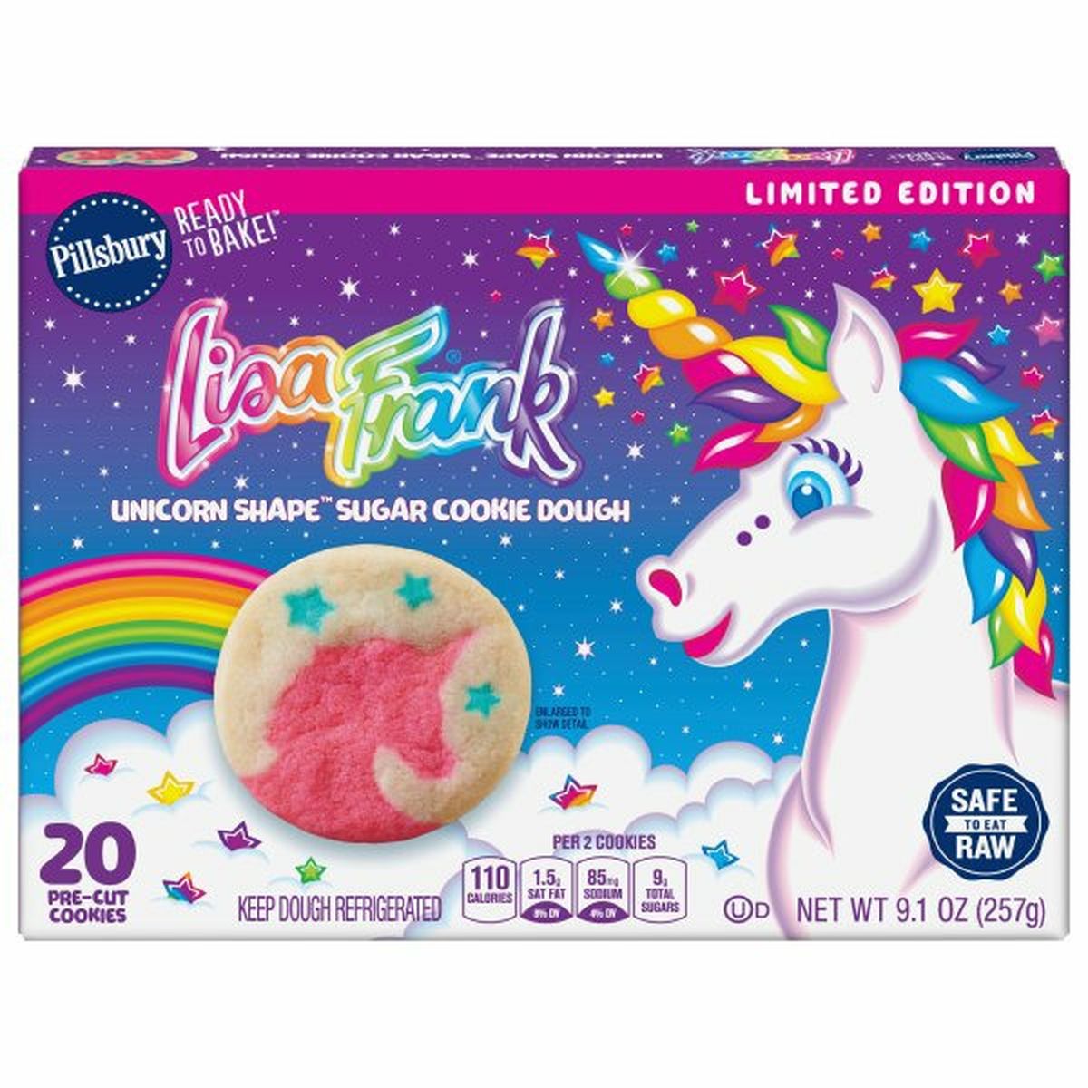 Calories in Pillsbury Lisa Frank Sugar Cookie Dough, Unicorn Shape