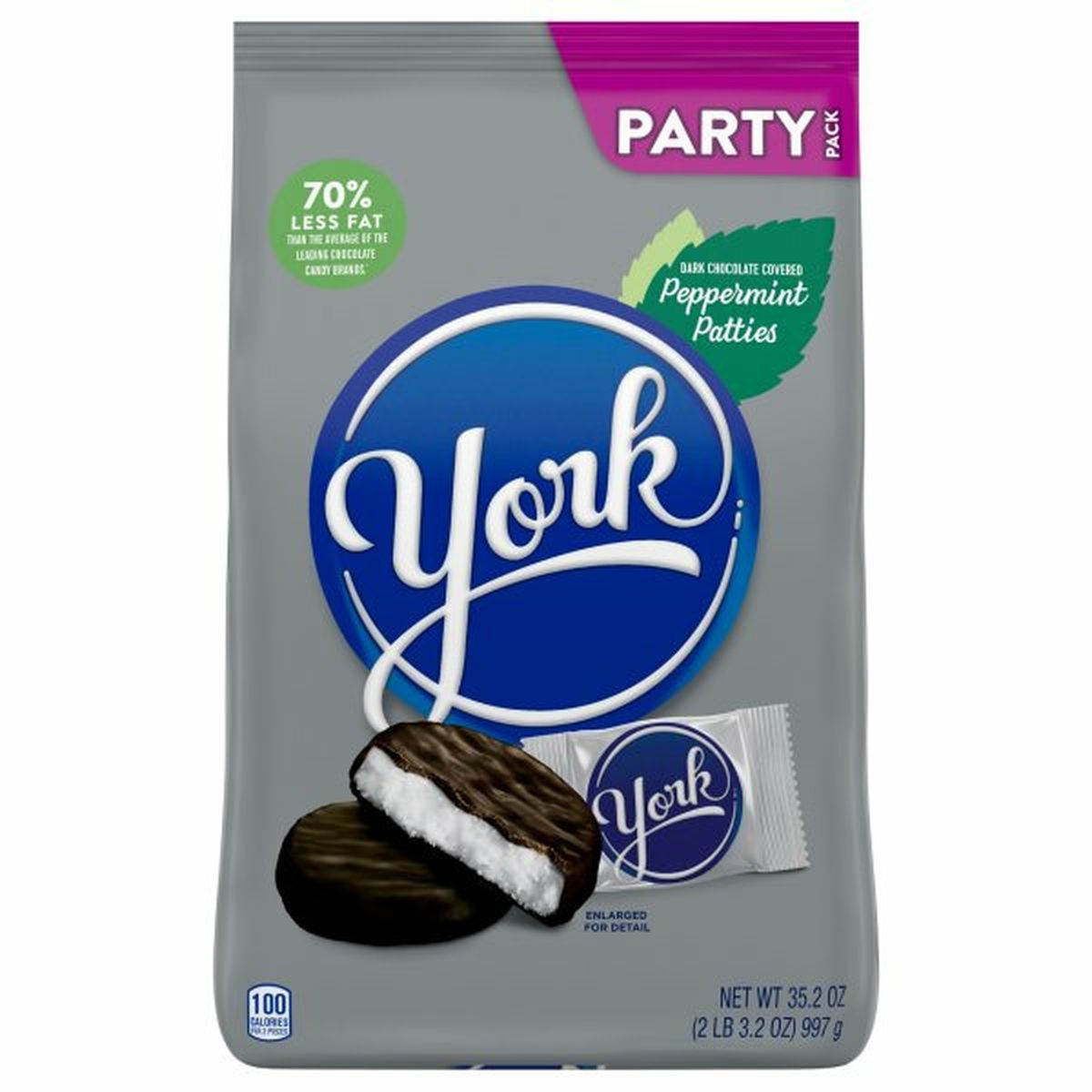 Calories in YORK Peppermint Patties, Dark Chocolate Covered, Party Pack