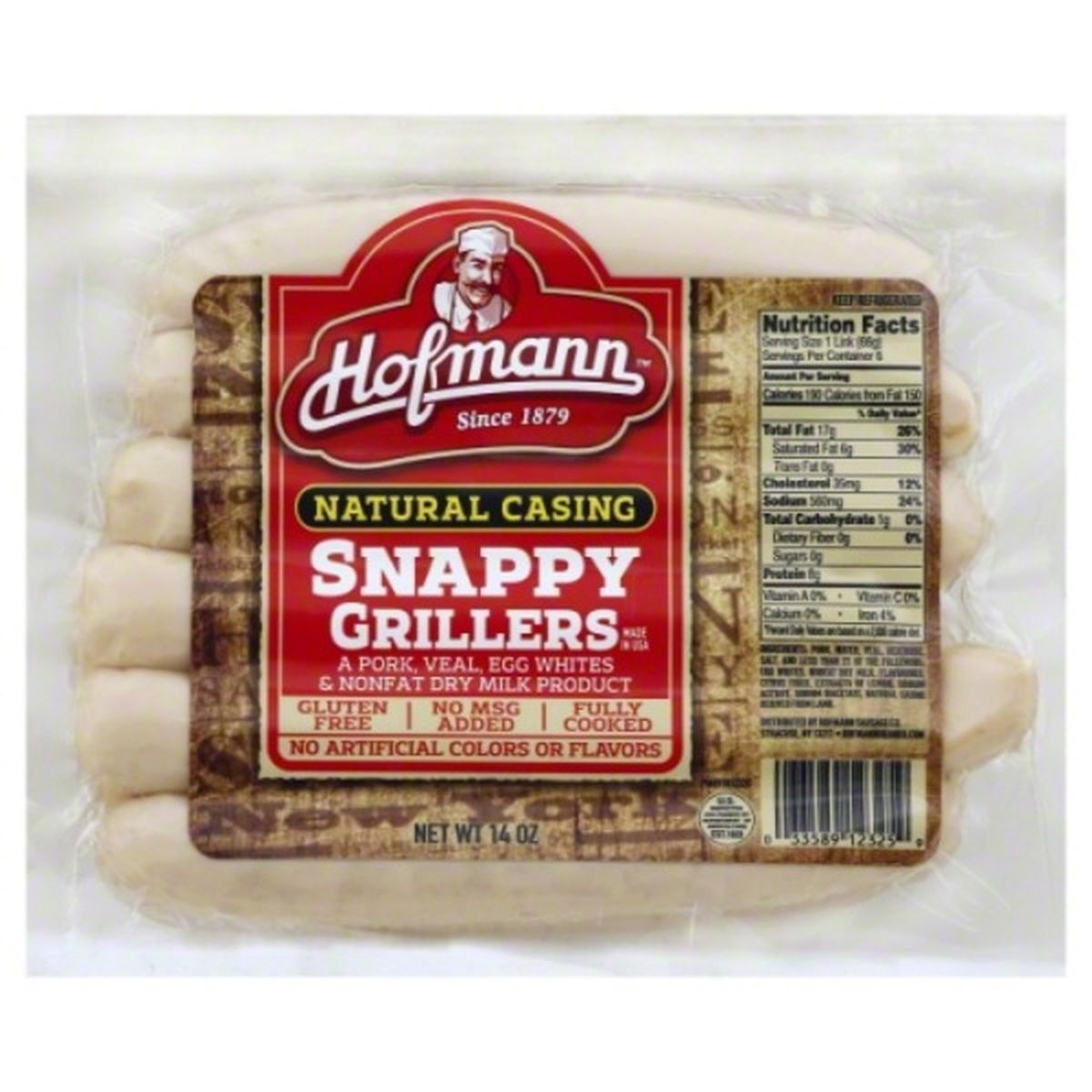 Calories in Hofmann Sausage Company Snappy Grillers