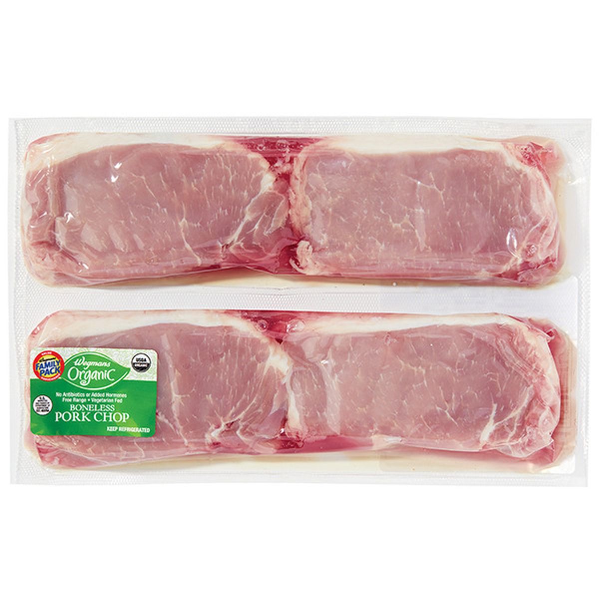 Calories in Wegmans Organic Boneless Pork Chops, FAMILY PACK