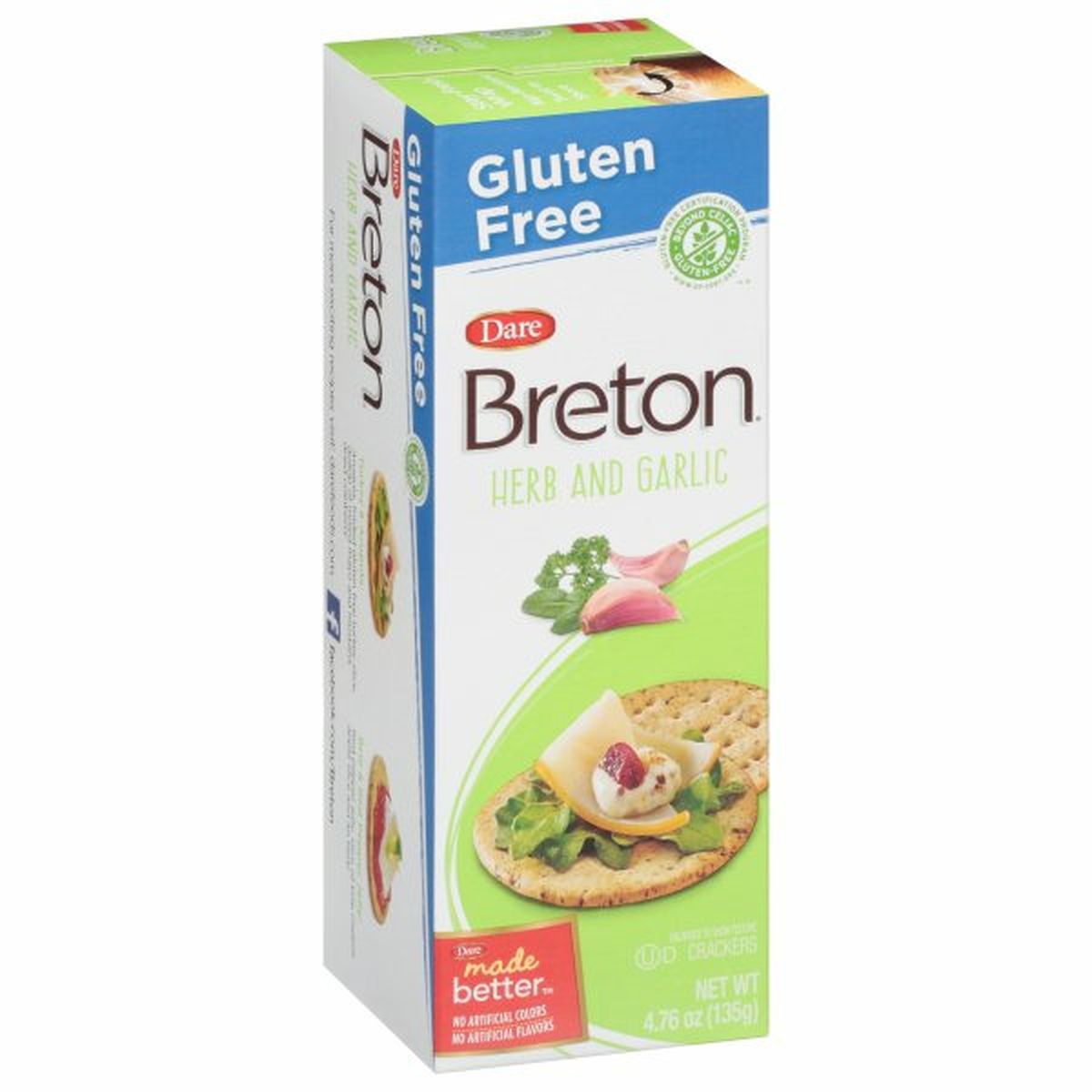 Calories in Dare Breton Crackers, Gluten Free, Herb and Garlic