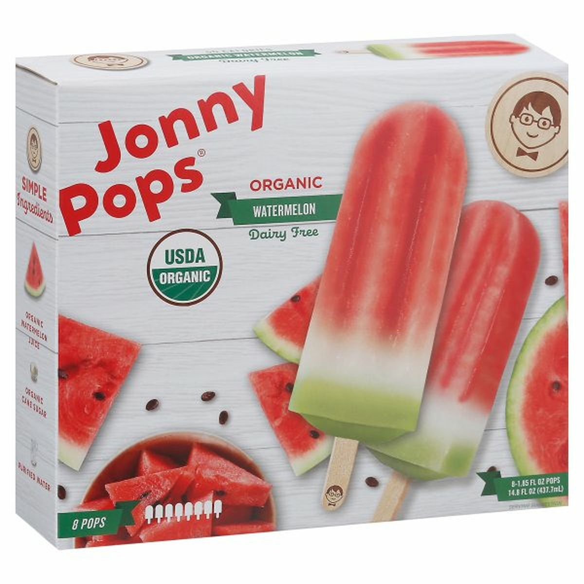 Calories in JonnyPops Ice Pops, Organic, Watermelon