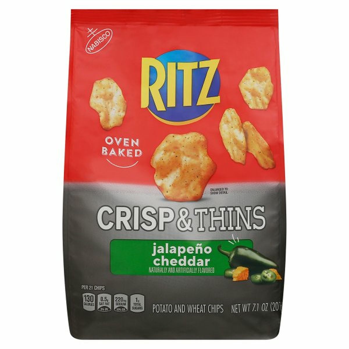 Calories in Ritz Potato and Wheat Chips, Jalapeno Cheddar, Crisp & Thins