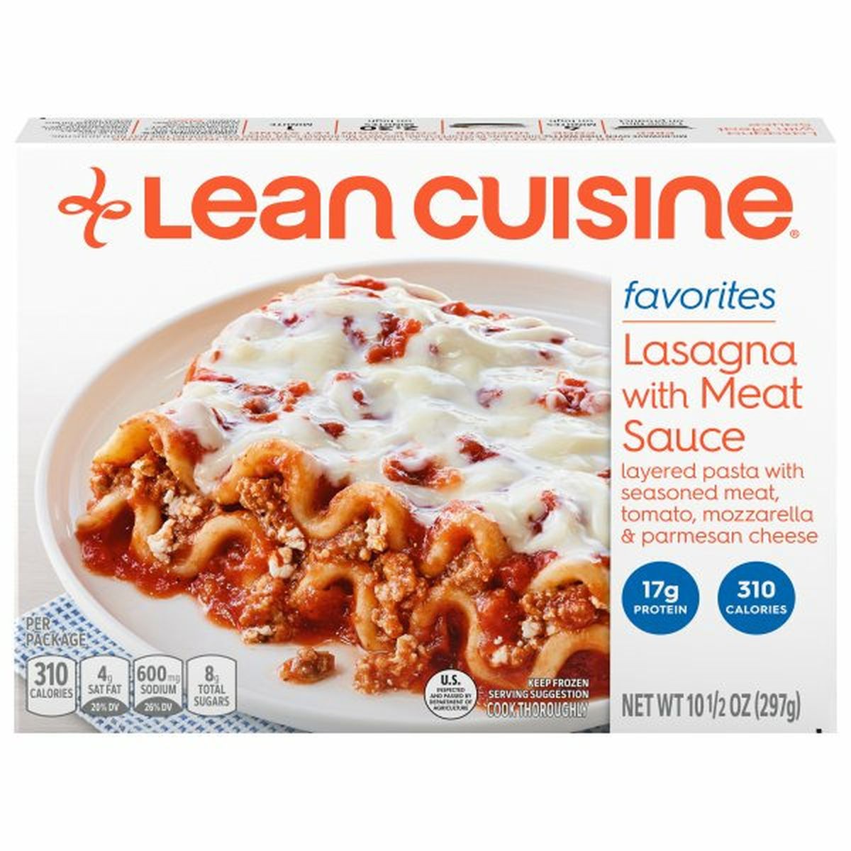 Calories in Lean Cuisine Favorites Lasagna with Meat Sauce