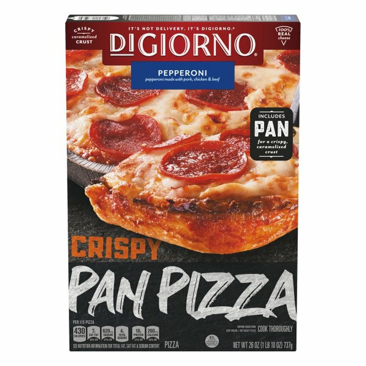 Calories in DiGiorno Pan Pizza, Pepperoni, Crispy